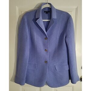 Lands' End 100% Boiled Wool Purple Jacket Car Coat Women's 14 Old Money Classic